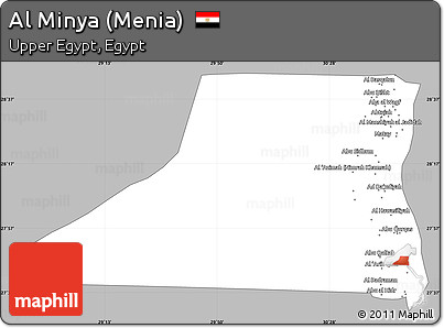 Gray Simple Map of Al Minya (Menia), single color outside