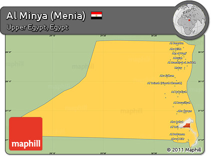 Savanna Style Simple Map of Al Minya (Menia), single color outside