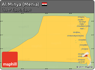 Savanna Style Simple Map of Al Minya (Menia), single color outside