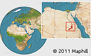 Satellite Location Map of Aswan, within the entire country