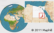 Satellite Location Map of Aswan, highlighted country, within the entire country