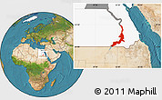 Satellite Location Map of Aswan, highlighted country, highlighted parent region