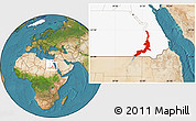 Satellite Location Map of Aswan, highlighted country