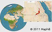 Satellite Location Map of Aswan, highlighted parent region