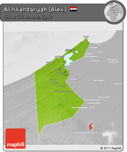 Physical 3D Map of Al Iskandariyah (Alex.), lighten, desaturated