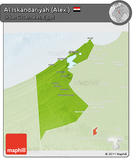 Physical 3D Map of Al Iskandariyah (Alex.), lighten