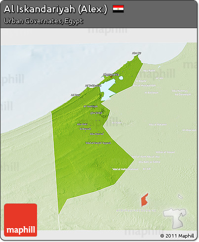 Physical 3D Map of Al Iskandariyah (Alex.), lighten