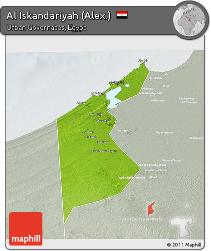 Physical 3D Map of Al Iskandariyah (Alex.), lighten, semi-desaturated