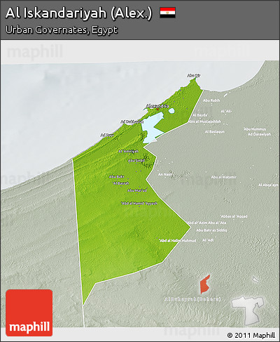 Physical 3D Map of Al Iskandariyah (Alex.), lighten, semi-desaturated