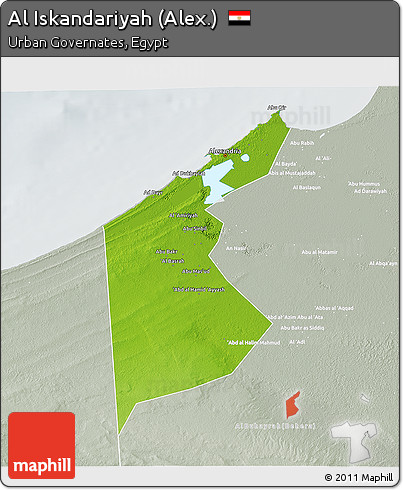 Physical 3D Map of Al Iskandariyah (Alex.), lighten, semi-desaturated