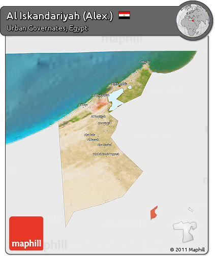 Satellite 3D Map of Al Iskandariyah (Alex.), single color outside