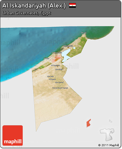 Satellite 3D Map of Al Iskandariyah (Alex.), single color outside