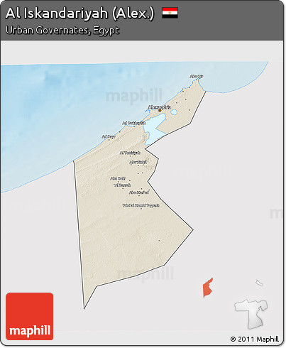 Shaded Relief 3D Map of Al Iskandariyah (Alex.), single color outside