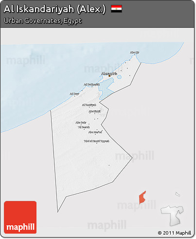 Silver Style 3D Map of Al Iskandariyah (Alex.), single color outside