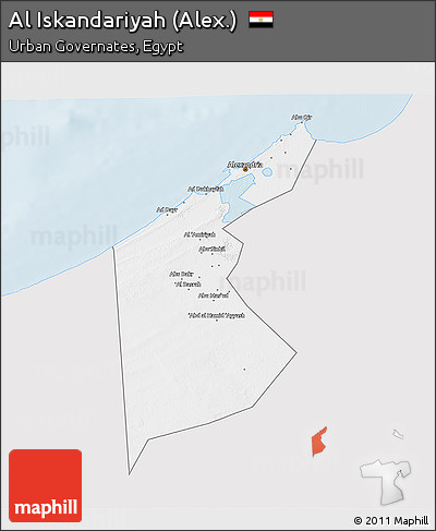 Silver Style 3D Map of Al Iskandariyah (Alex.), single color outside
