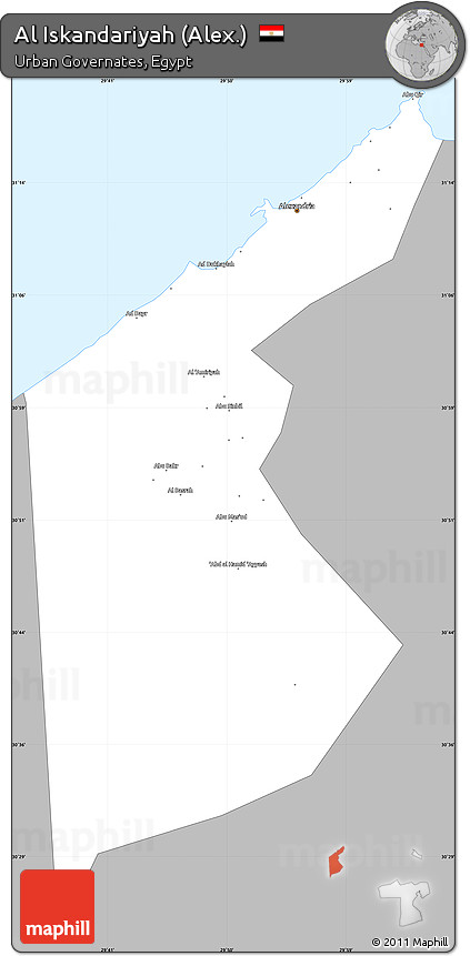 Gray Simple Map of Al Iskandariyah (Alex.), single color outside