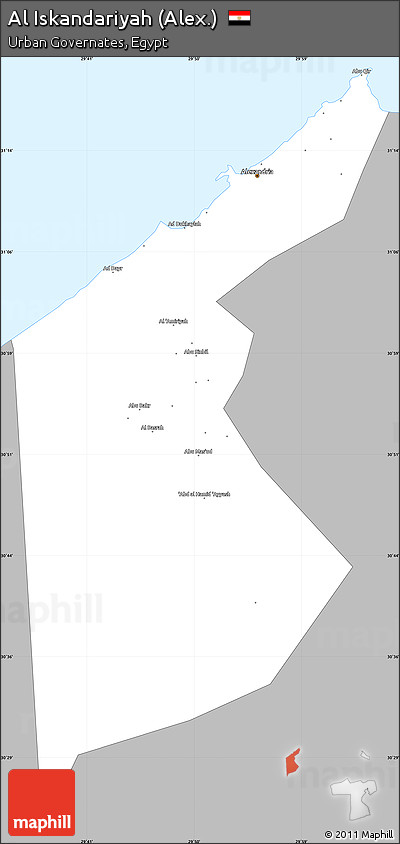 Gray Simple Map of Al Iskandariyah (Alex.), single color outside