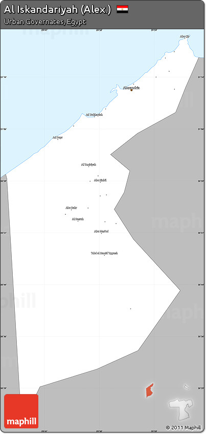 Gray Simple Map of Al Iskandariyah (Alex.), single color outside