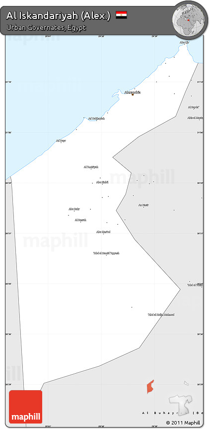 Silver Style Simple Map of Al Iskandariyah (Alex.)
