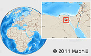 Shaded Relief Location Map of Al Qahirah (Cairo), highlighted parent region