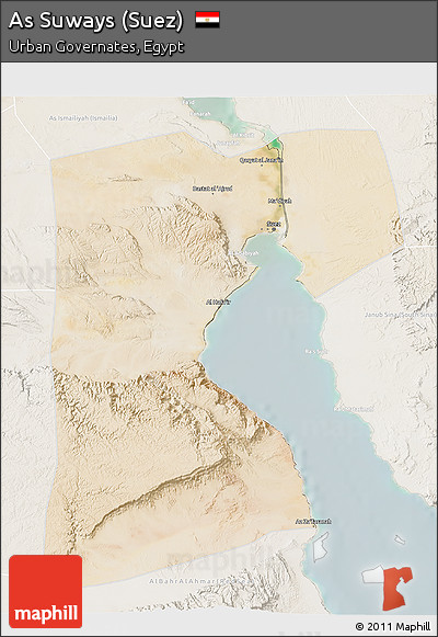 Satellite 3D Map of As Suways (Suez), lighten
