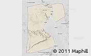 Shaded Relief 3D Map of As Suways (Suez), desaturated
