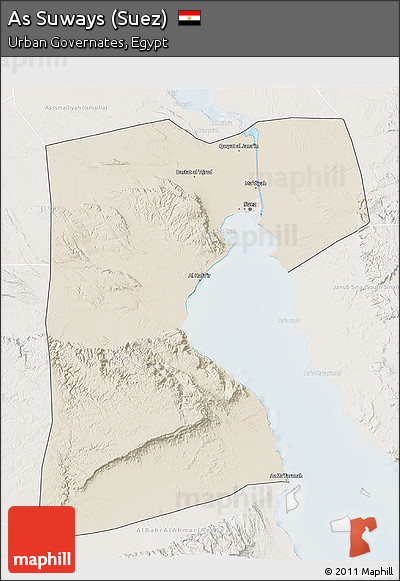 Shaded Relief 3D Map of As Suways (Suez), lighten