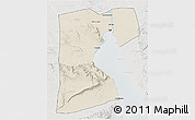 Shaded Relief 3D Map of As Suways (Suez), lighten, semi-desaturated