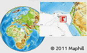 Physical Location Map of As Suways (Suez), highlighted country