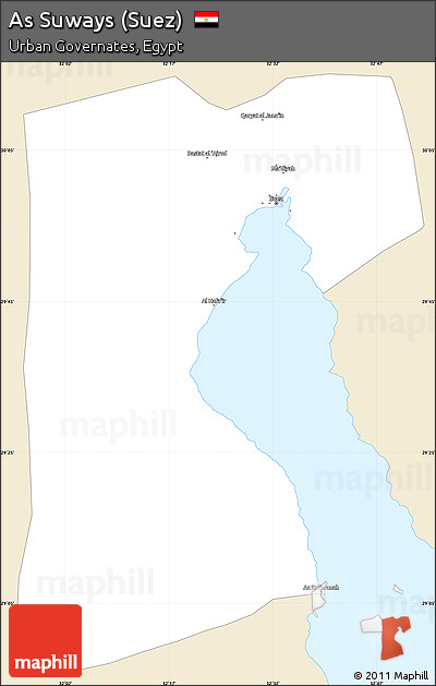 Classic Style Simple Map of As Suways (Suez), single color outside