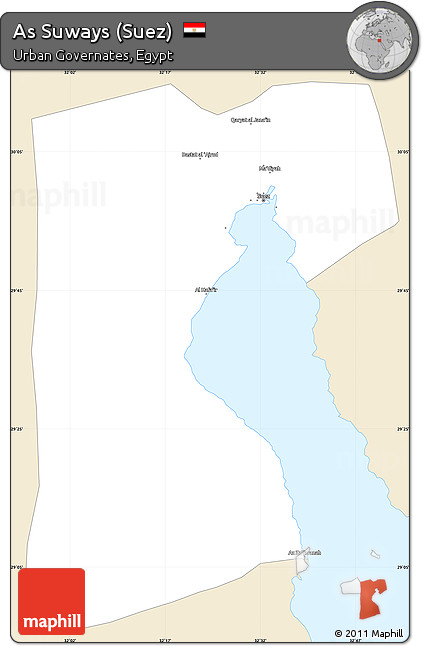 Classic Style Simple Map of As Suways (Suez), single color outside