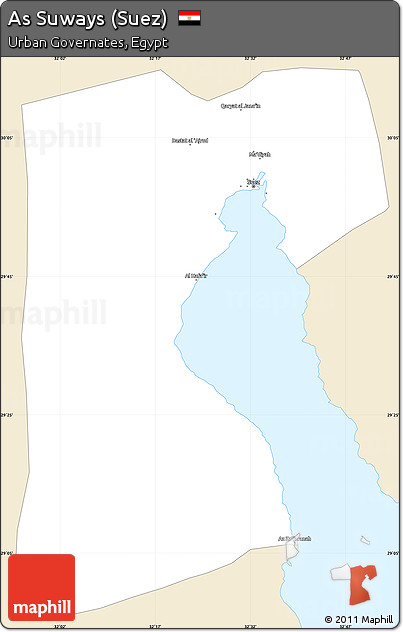Classic Style Simple Map of As Suways (Suez), single color outside
