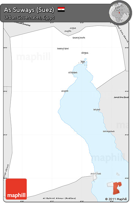 Silver Style Simple Map of As Suways (Suez)