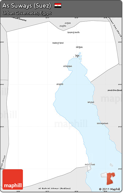 Silver Style Simple Map of As Suways (Suez)