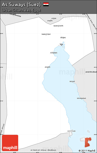 Silver Style Simple Map of As Suways (Suez)