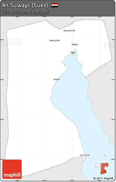 Silver Style Simple Map of As Suways (Suez), single color outside