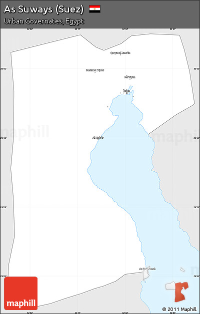Silver Style Simple Map of As Suways (Suez), single color outside