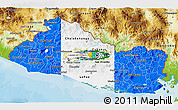 Flag 3D Map of El Salvador, physical outside, bathymetry sea, flag rotated