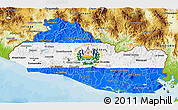 Flag 3D Map of El Salvador, physical outside, bathymetry sea