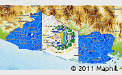 Flag 3D Map of El Salvador, physical outside, flag aligned to the middle