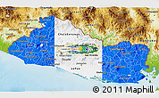 Flag 3D Map of El Salvador, physical outside, flag rotated