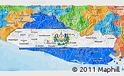 Flag 3D Map of El Salvador, political outside, flag centered