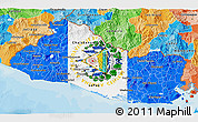 Flag 3D Map of El Salvador, political outside, flag aligned to the middle