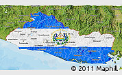 Flag 3D Map of El Salvador, satellite outside, bathymetry sea, flag centered