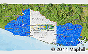 Flag 3D Map of El Salvador, satellite outside, bathymetry sea, flag rotated