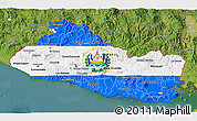 Flag 3D Map of El Salvador, satellite outside, flag centered