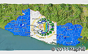 Flag 3D Map of El Salvador, satellite outside, flag aligned to the middle