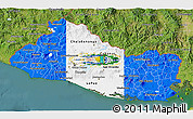 Flag 3D Map of El Salvador, satellite outside, flag rotated