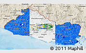 Flag 3D Map of El Salvador, shaded relief outside, bathymetry sea, flag rotated