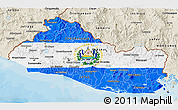 Flag 3D Map of El Salvador, shaded relief outside, bathymetry sea